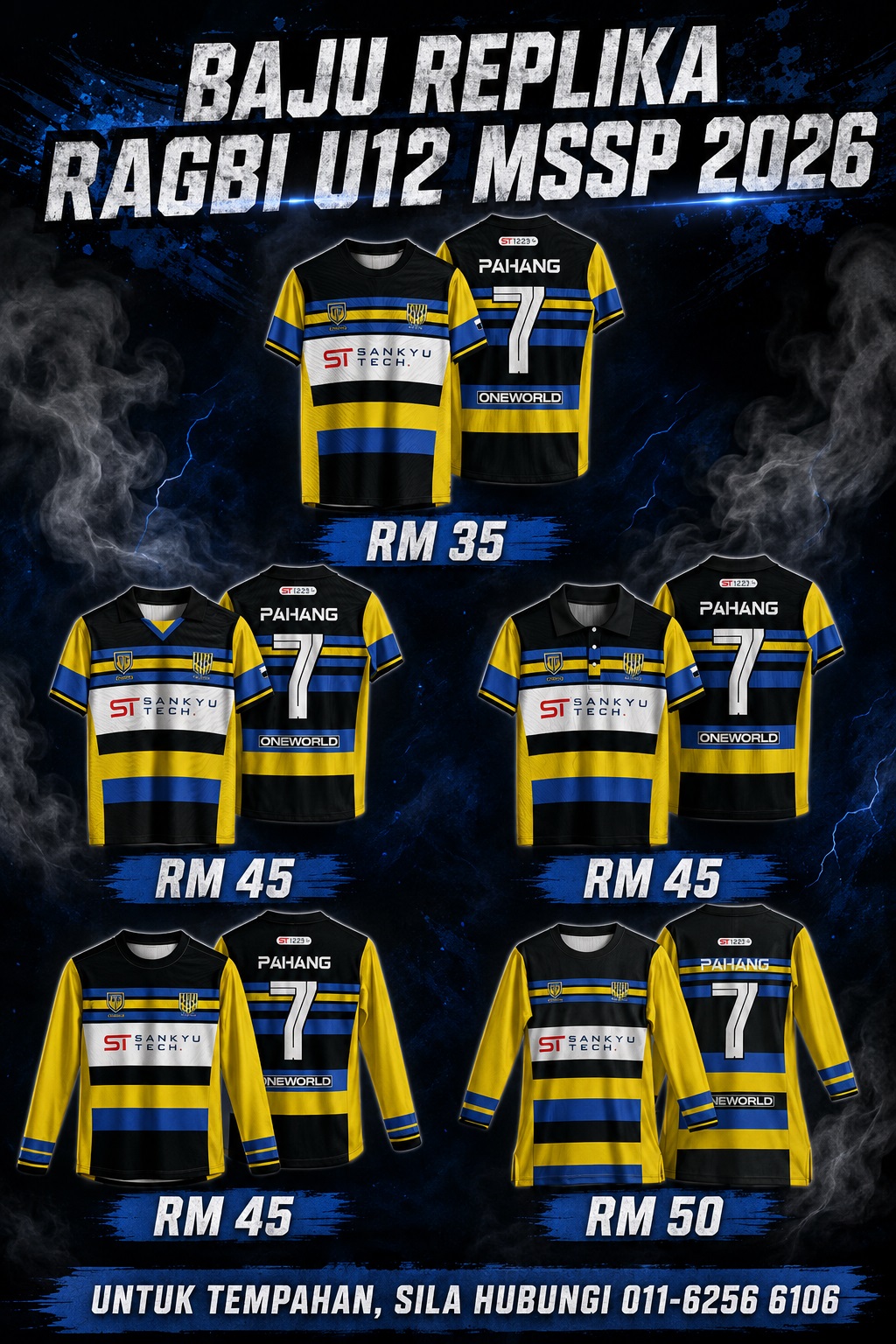 BAJU REPLIKA JERSI MSSM PAHANG RAGBI U12